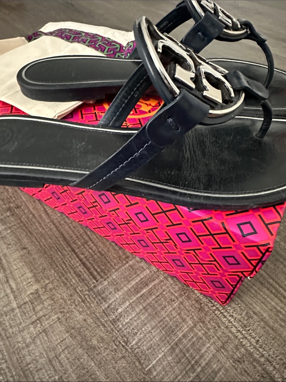 Tory Burch Millers in Navy Blue and SilverSandals - Picture 7 of 7